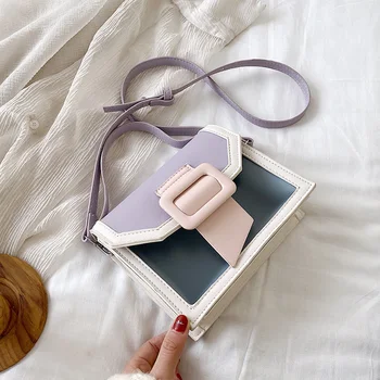 

2020 Cut Lady Small Shoulder Messenger Bag Female Travel Handbags Contrast Color PU Leather Crossbody Bags For Women