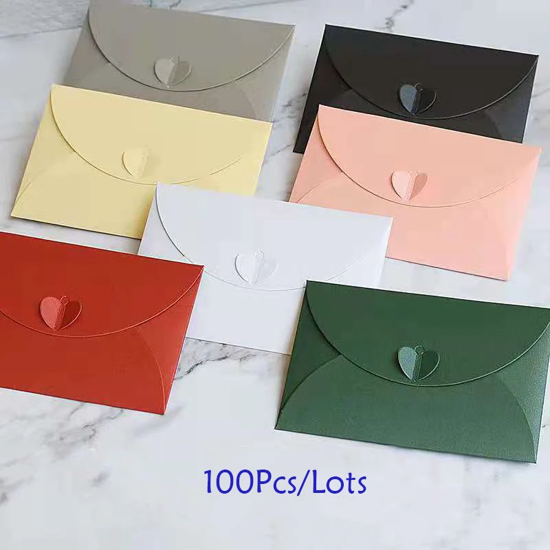 100pcs/Lot Mini Love Heart/ Envelopes for Wedding Party Invitations Gift Greeting Cute Envelope Letter Paper Gift Envelope