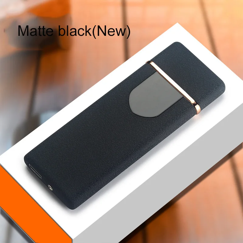 matte black-new Ультратонкая Зажигалка креативная ветрозащитная зарядная Зажигалка в реальном времени количество дисплея отпечатков пальцев сенсорная Индукционная зажигалка - Цвет: matte black-new