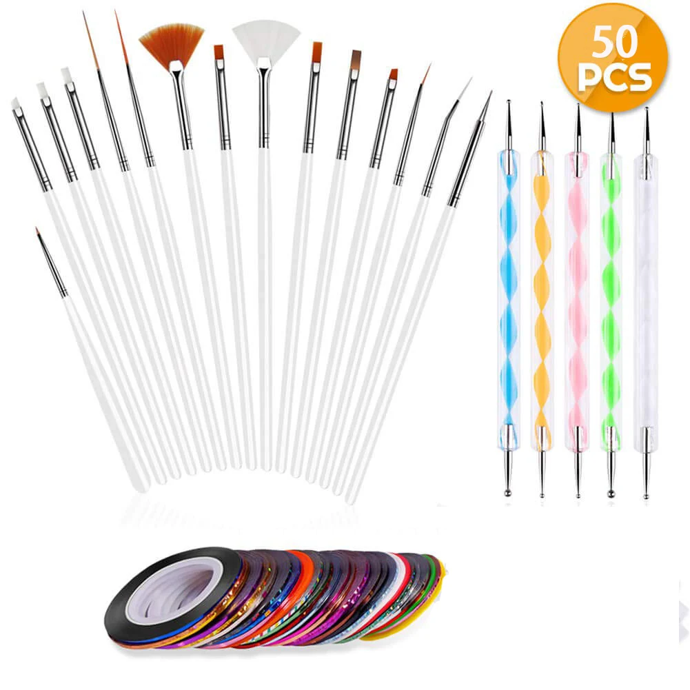 

Nail Art Brushes Nail Art Painting Polish Design Tools Set with 15Pcs Nail Gel Brushes 5Pcs Nail Dotting Pen 30 Nail Striping T