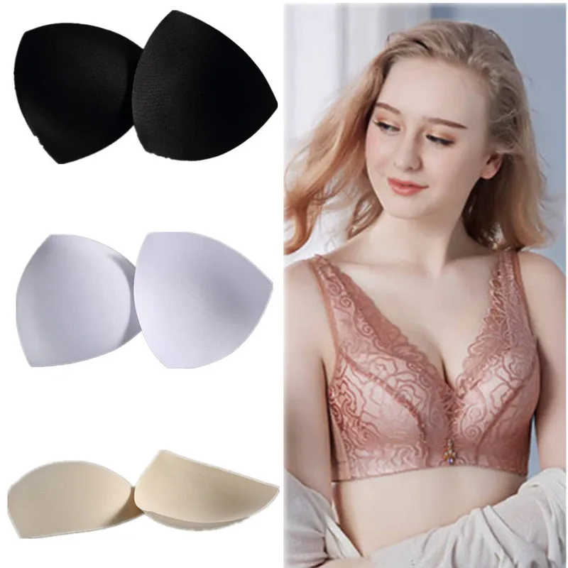 

2 Pcs 1pair Thick Sponge Bra Pads Push Up Breast Enhancer Removeable Bra Padding Inserts Cups for Swimsuit Bikini Padding