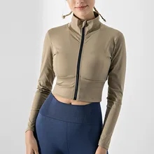 Облегающая быстросохнущая спортивная куртка для бега для женщин и девочек, дышащая Спортивная одежда на молнии с длинным рукавом, пальто для занятий фитнесом и йогой