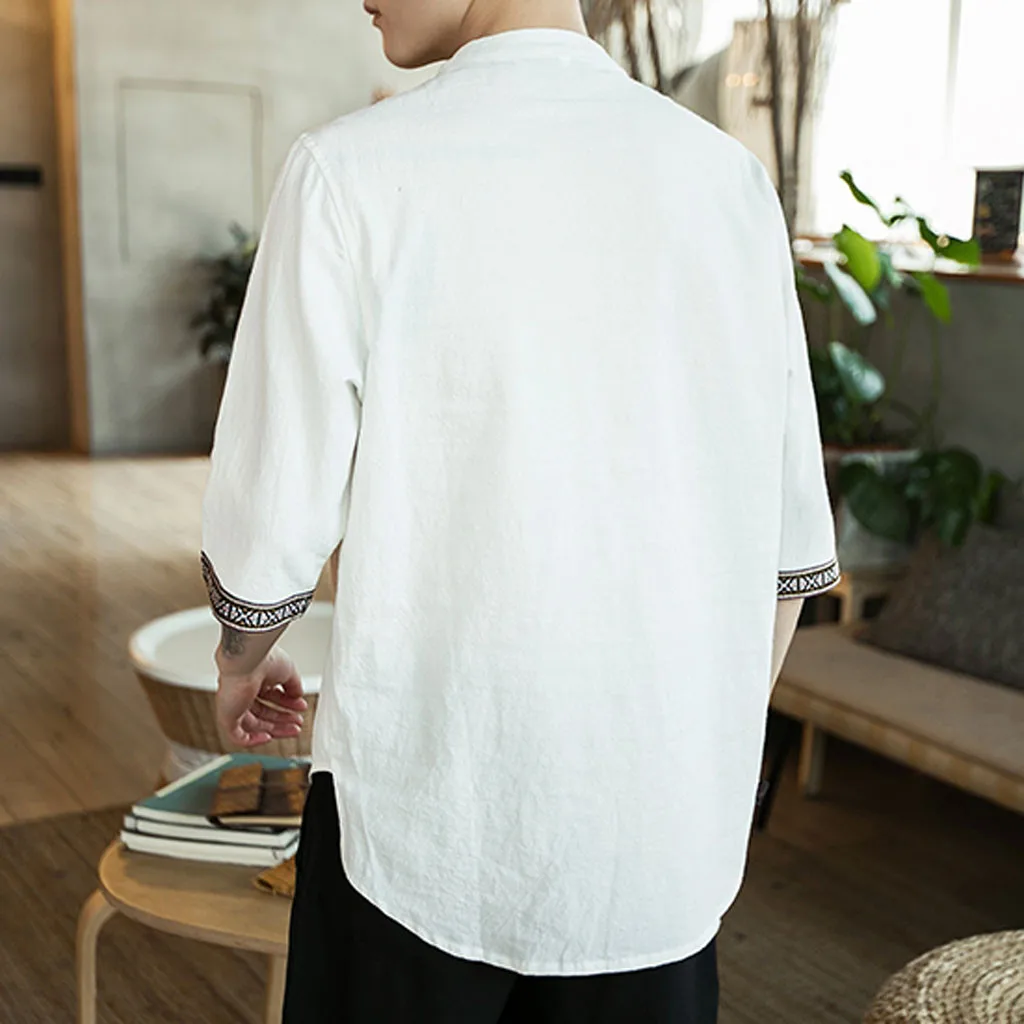 Рубашка camisa masculina мужская рубашка мужские рубашки chemise homme уличная одежда белье чистых тонов рукав три четверти рубашка Z4