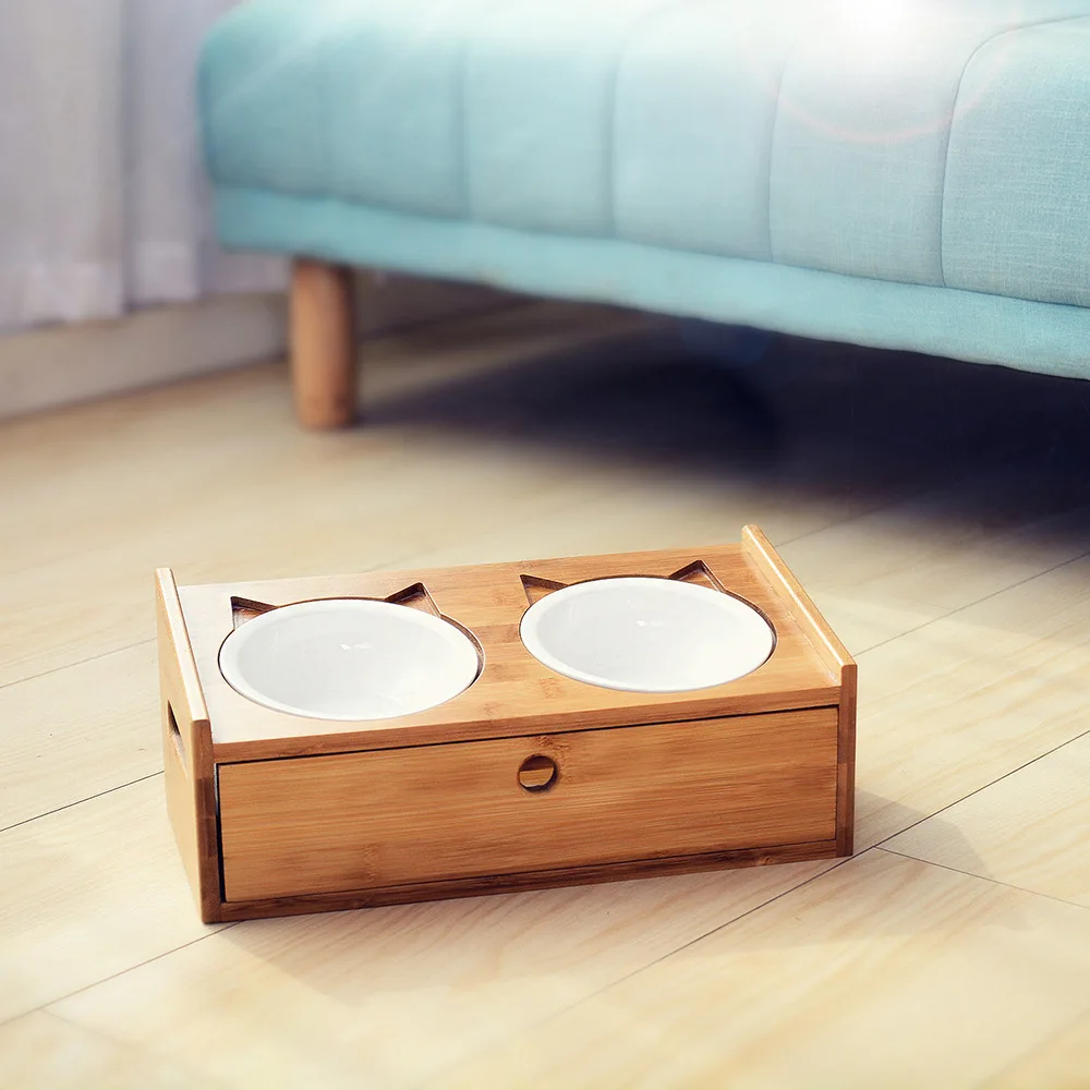 

Pet Dining-table Drawer Style Cat Table Pet Dining-table Dog Bowl Dining Table Made of Solid Wood Combo Bowl Pet Supplies Cat Bo