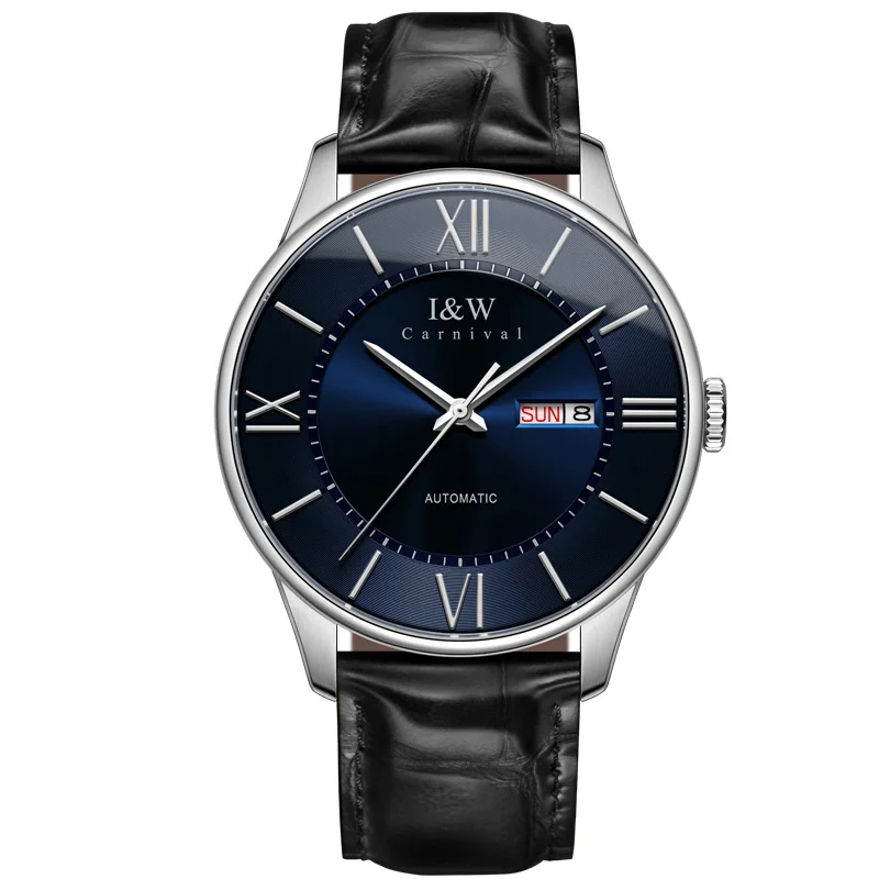 MIYOTA automatic watch men sapphire Luxury brand Carnival Mechanical Men Watches waterproof relogio masculino relojes hombre2019 - Цвет: Silv blue C8515 le