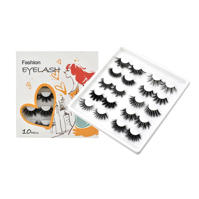

10 Pairs False Eyelashes Mink 25mm Thick Crisscross 3D Eye Lashes Extension Makeup Tool Set
