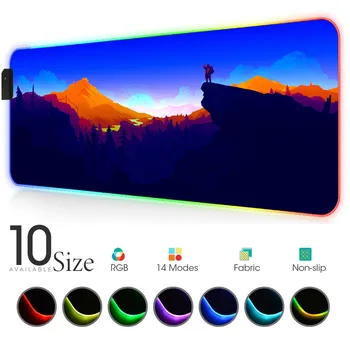 

Firewatch RGB Mouse Pad Black landscape Gaming Accessories Large LED MousePad XXL with Backlit padmouse pc gamer completo