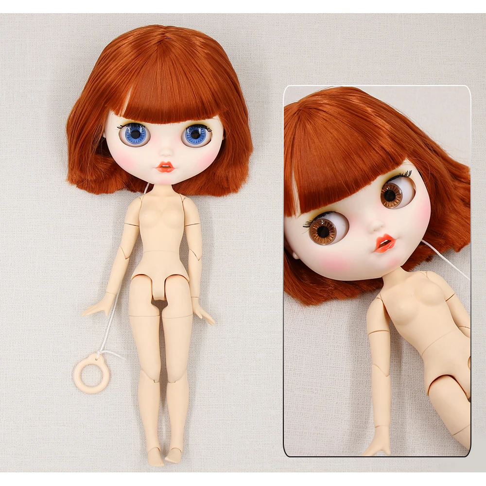 Neo Blythe Doll with Ginger Hair, White Skin, Matte Smiling Face & Custom Jointed Body 1