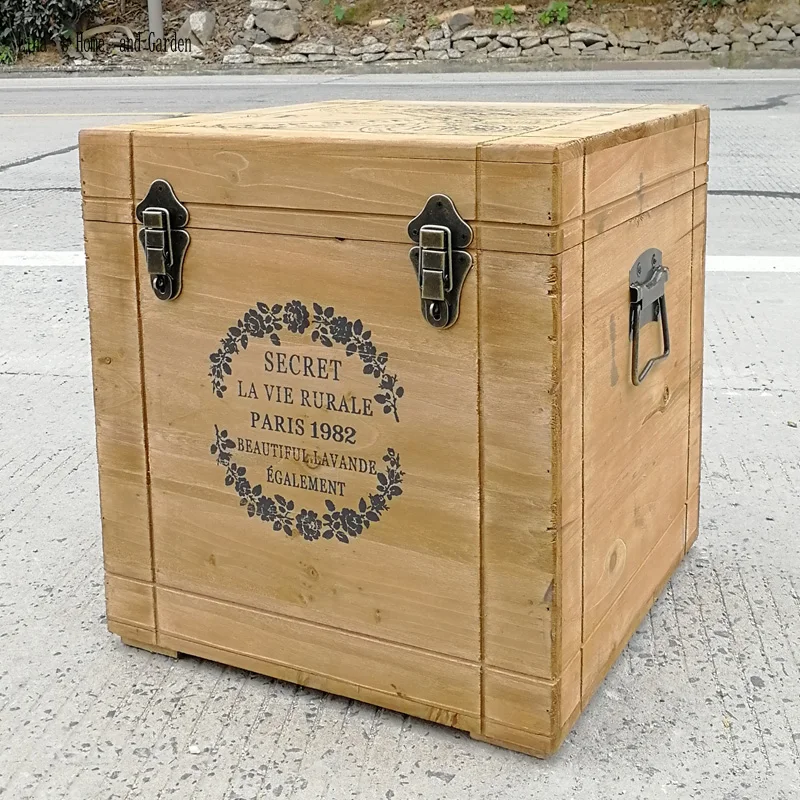 

solid handmade countryside antique wooden boxes with lock