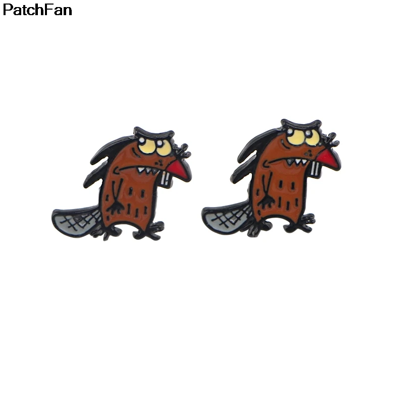 Забавный мультфильм Angry beaverl Шарм Мультяшные сережки Эмаль Шарм креативный para вечерние Подарки для женщин сувенир подарок ювелирные изделия A2580
