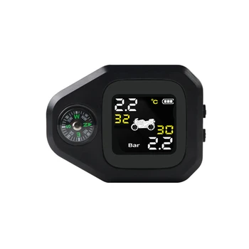 

Waterproof Motorcycle Real Time Tire Pressure Monitoring System TPMS Wireless LCD Display External Sensors with Compass