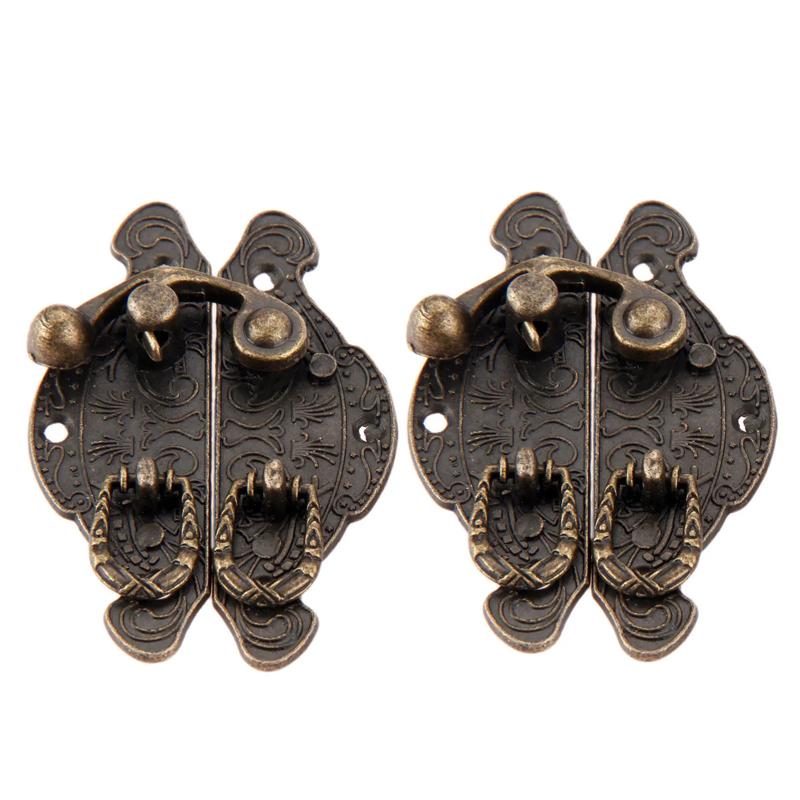 

2pcs Antique Bronze Box Latch Clasps Lock Decorative Jewelry Gift Wood Box Hasp Latch Hook With Screws Vintage Hardware 59*39mm