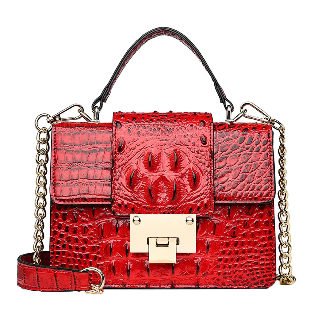 Модные роскошные сумки женские сумки дизайнерские женские клатчи винтажные Аллигатор Кожа через плечо женская сумка-мессенджер bolso mujer новинка - Цвет: Красный