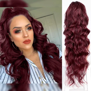 

Stamped Glorious Long Wavy Drawstring Ponytail Synthetic Drawstring Ponytail Extension for Women Red and Greey Color Fake Hair