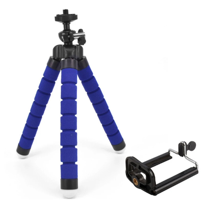 blue sponge tripod BEXIN мини Гибкая камера держатель для телефона gorillapod губка Осьминог штатив для мобильного телефона для Gopro мини штатив для телефона - Цвет: blue sponge tripod