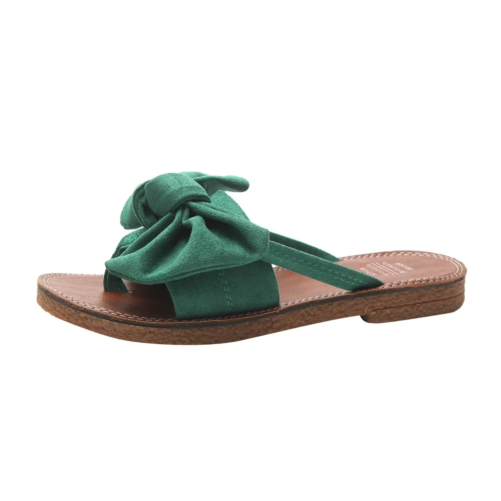 Женские Вьетнамки с бабочкой; тапочки; Новинка года; модные сандалии на плоской подошве; пляжные тапочки; женская обувь на плоской подошве; zapatos mujer - Цвет: Зеленый