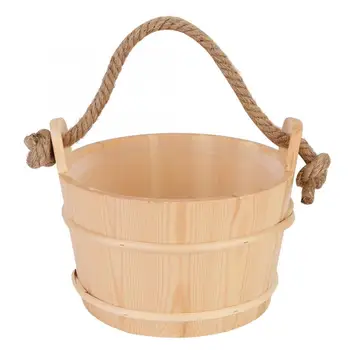 

Bathroom Natural 6L Sauna Barrel Bucket with Inner Liner Portable Wooden Beneficial Skin Supplies for Sauna Room Tools