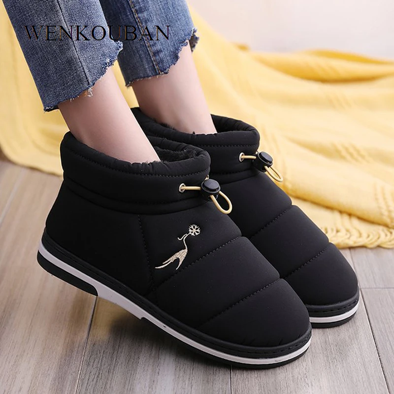 

Snow Boots Women Cotton Ankle Winter Boots Warm Indoor Shoes Unisex Plush Platform Boots Ladies Fur House Bottine Femme 2019