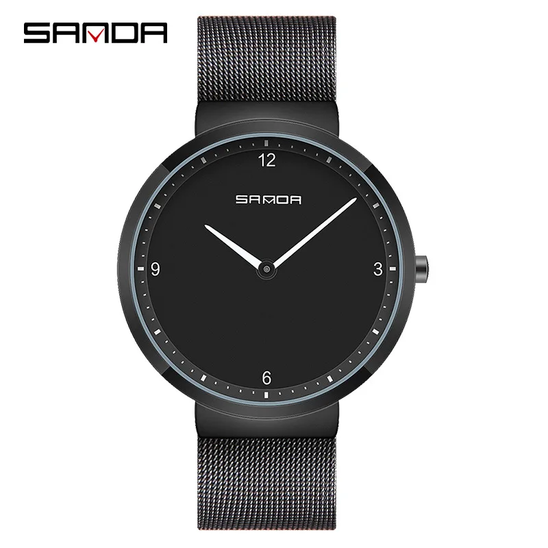 Men SANDA модные наручные часы с сетчатым ремешком, часы парные, роскошные трендовые часы, тонкие кварцевые наручные часы, relogio feminino - Цвет: Men