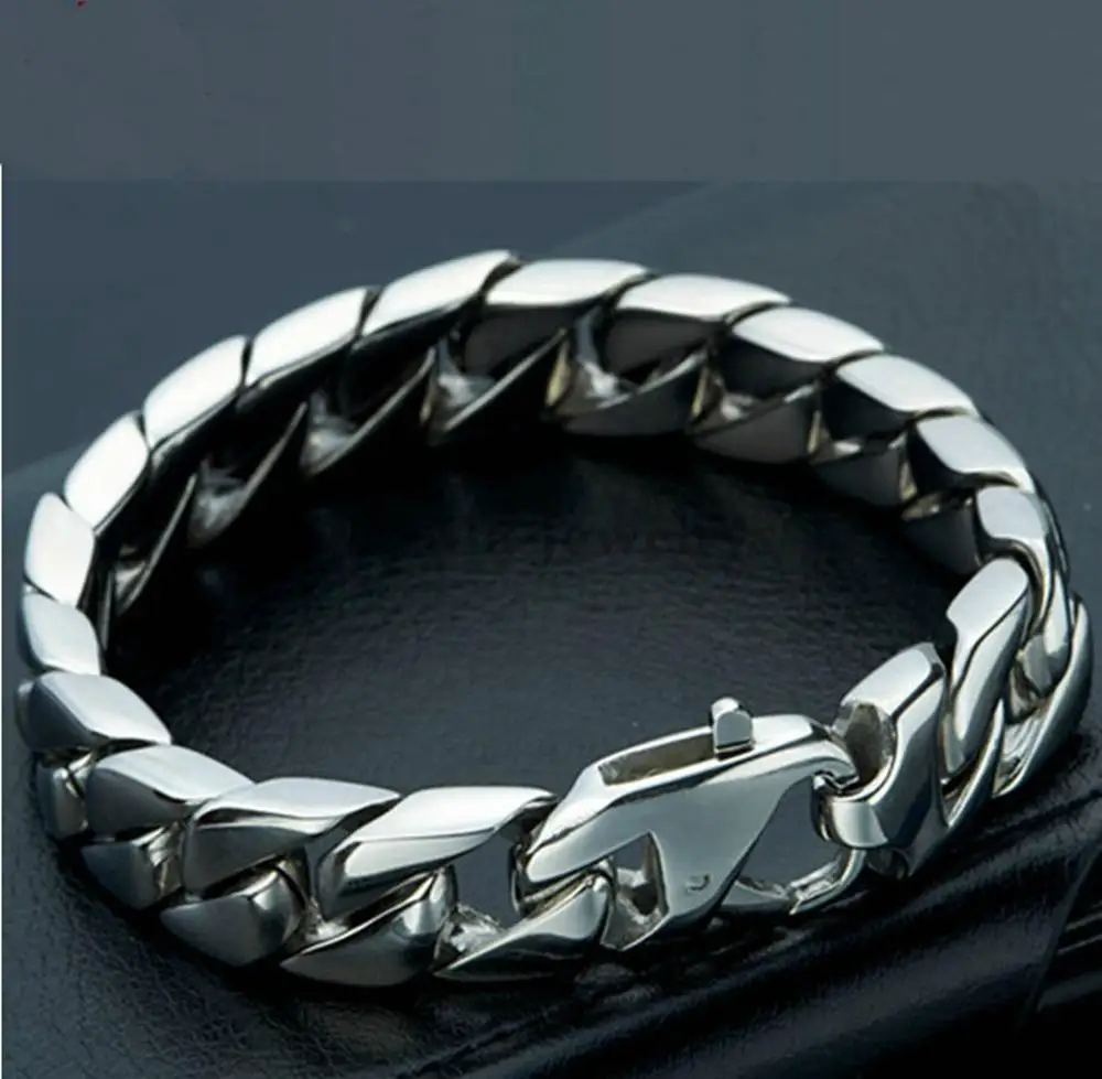 

Charm Trendy Men's Bracelet Jewelry High Quality 316L Stainless Steel Curb Cuban Link Chain Bracelet 8.66"