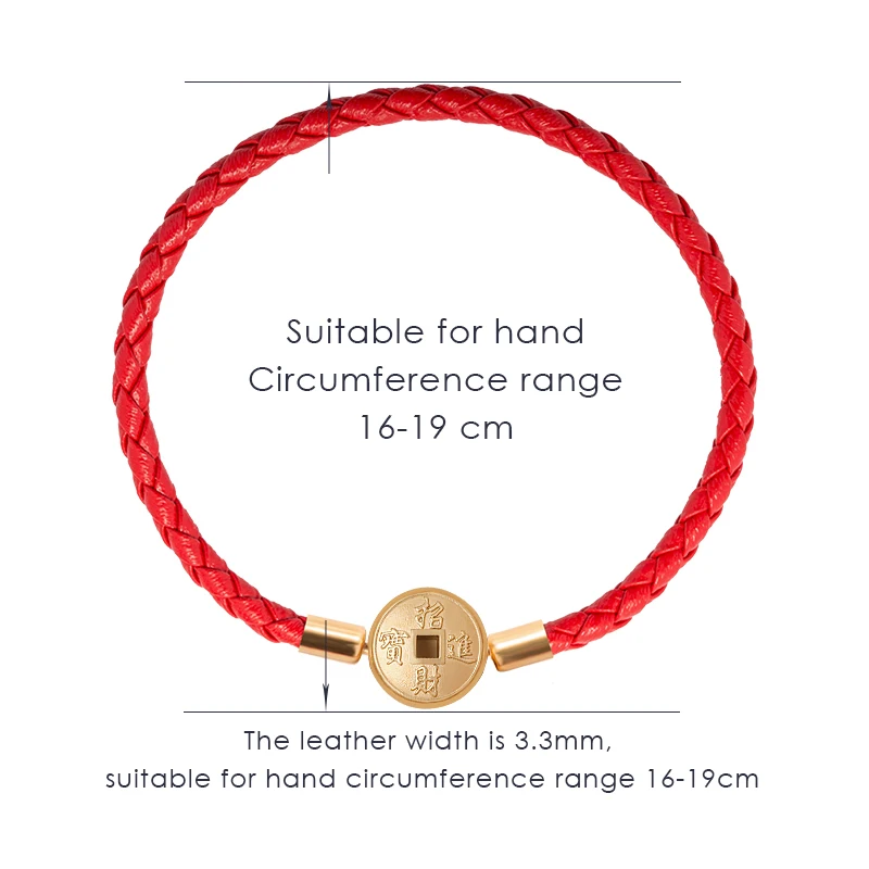 MOONLIGHT 2021 Gold Color Coin Bracelet For Women Genuine Leather Lucky Get Rich Red Bracelets Fashion Jewelry Birthday Gifts