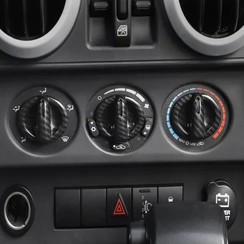 

For Jeep Wrangler Jk 2007-2010 Cover Trim Carbon Fiber Black Central AC Switch Knob 3PCS