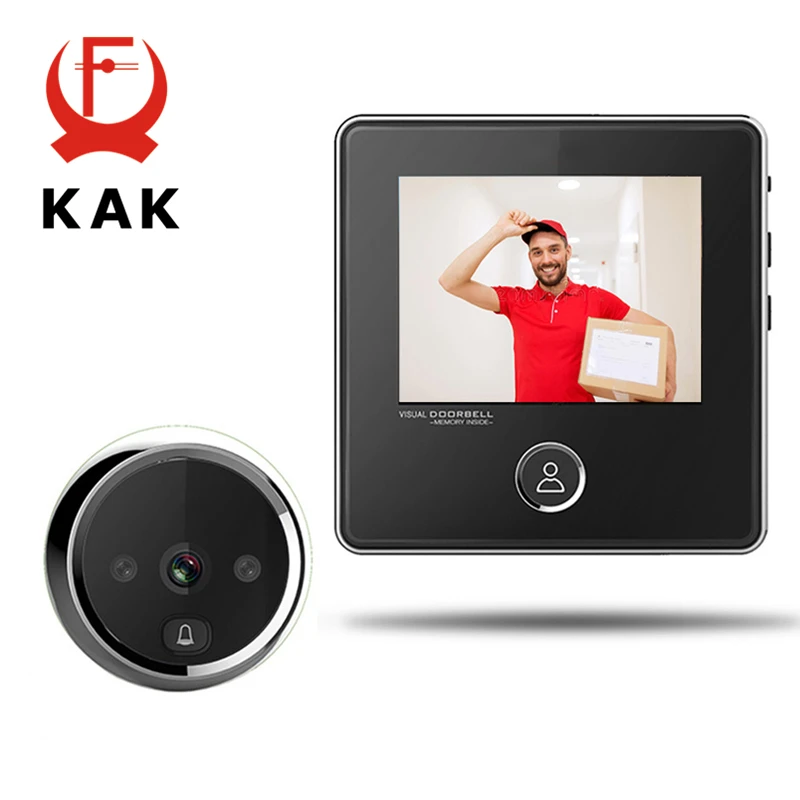 Kak 2.8" Lcd Screen Electronic Door Viewer Bell Ir Night Door Camera