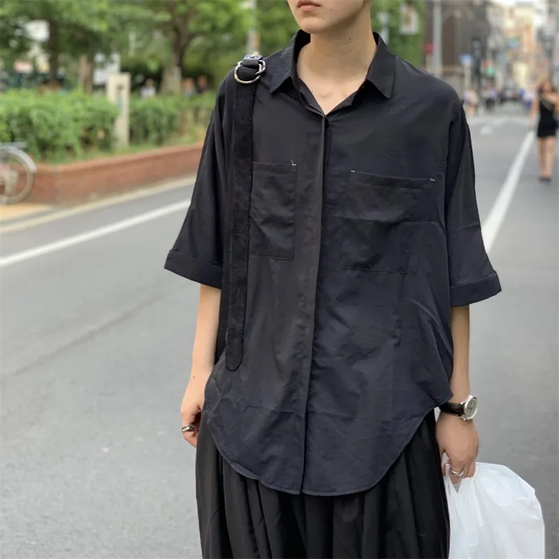 Под заказ Плюс Размер S~ 5XL! Новая мужская одежда модная оригинальная Парикмахерская свободная Черно-белая двухцветная рубашка