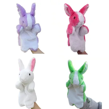 Pacynka s dla dzieci śliczne lalka zwierzę z kreskówki dla dzieci rękawiczki pacynka pluszowy królik Bunny zabawki na palec dla dzieci 2021 prezent tanie i dobre opinie CN (pochodzenie) NONE COTTON 5-7 lat Unisex Finger Toys