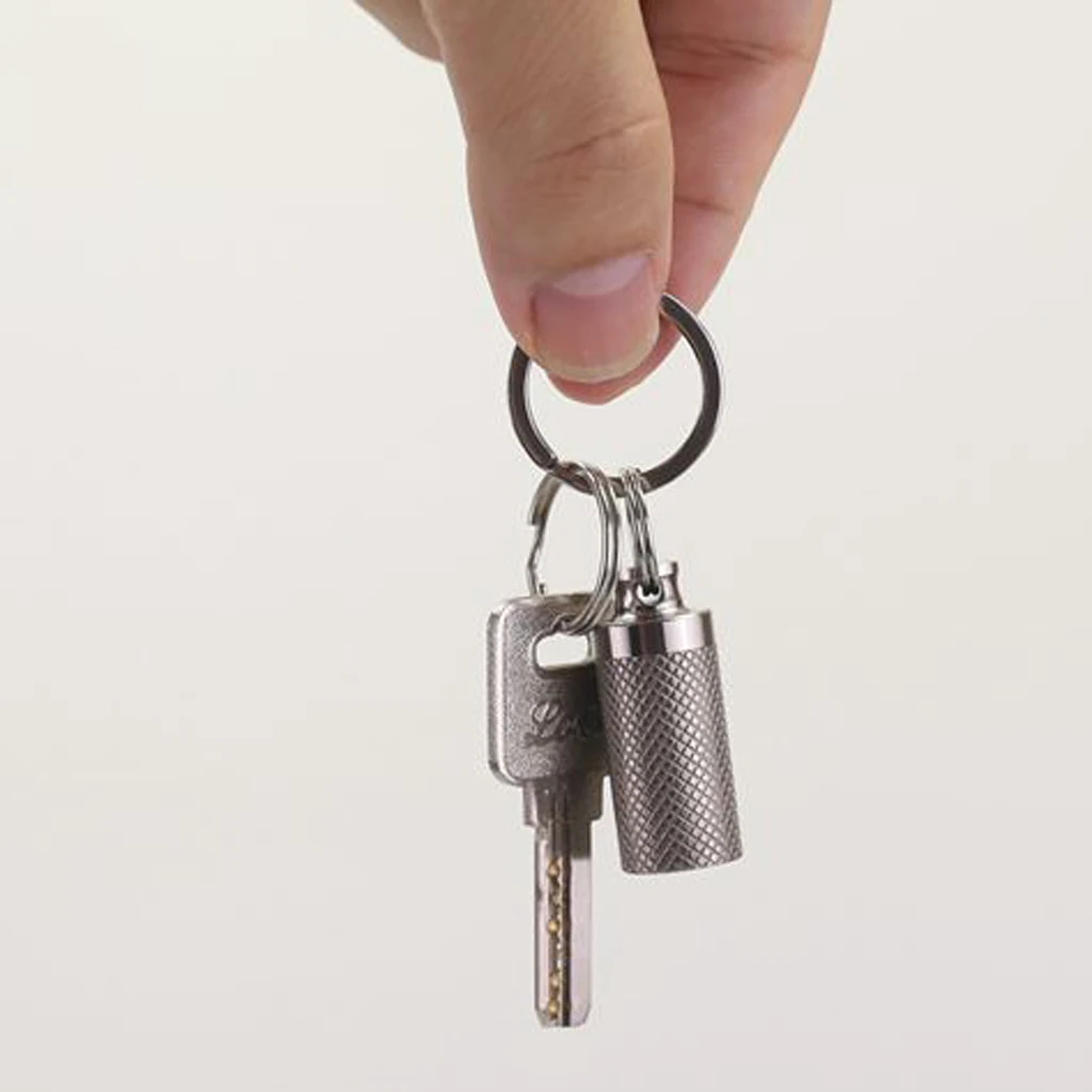 2pcs Portable Waterproof Pocket Pill Box Container Titanium Keychain Keyring for Travel Camping Hiking Outdoor Sports
