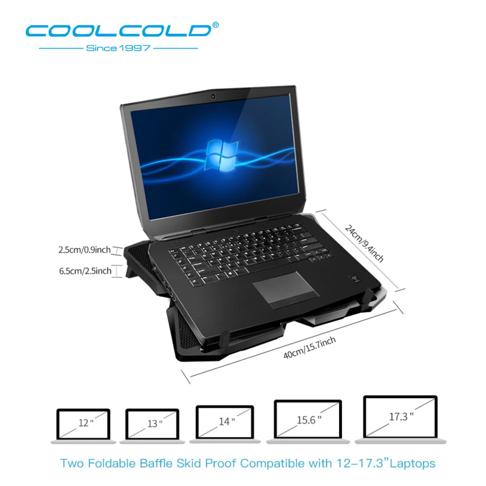 Laptop Cooler Laptop Cooling Pad Notebook Gaming Cooler Stand with Four Fan and 2 USB Ports for 14-17inch Laptop