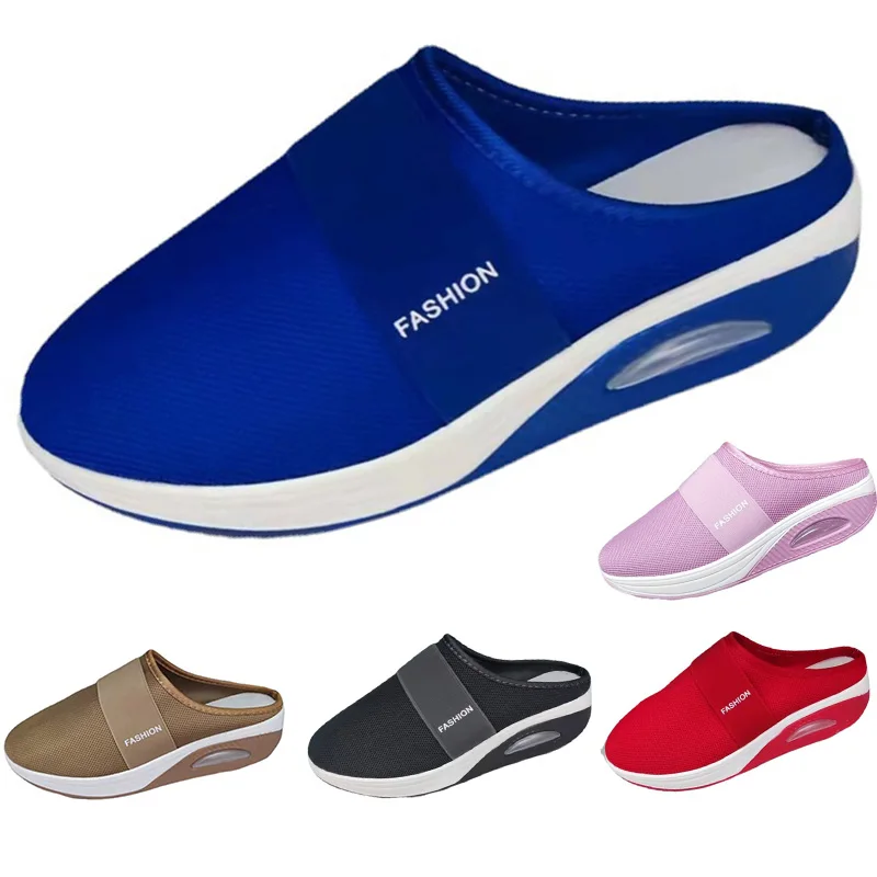 Summer Women's Slippers Hollow Out Air Cushion Slip-On Walking Shoes Orthopedic Diabetic Walking Shoes Mesh Breathable Slides 2
