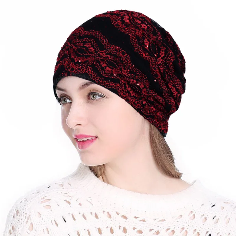 M209 Wine Red YGYEEG зимняя женская шапка, теплые шапки, повседневный вязаный берет, шапка s, одноцветная, кружевная, в стиле хип-хоп, Skullies, унисекс, женские шапочки - Цвет: M209 Wine Red