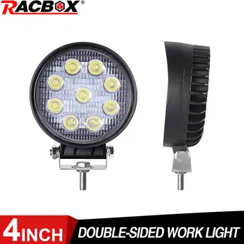

2020 New LED Work Lights 4 Inch Double Sided White And Red Flood Deam Lighting Warning Light Fog Lamps Cars Universal DC 12V 24V
