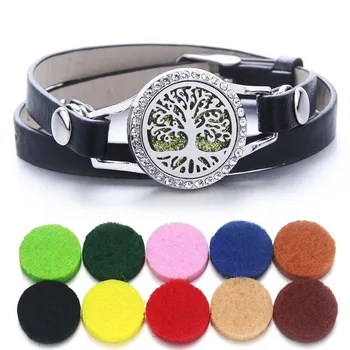 

Tree of Life Aromatherapy Jewelry Essential Oil Diffuser Locket Leather Bracelet Magnet Stainless Steel Perfume Aroma Bracelet