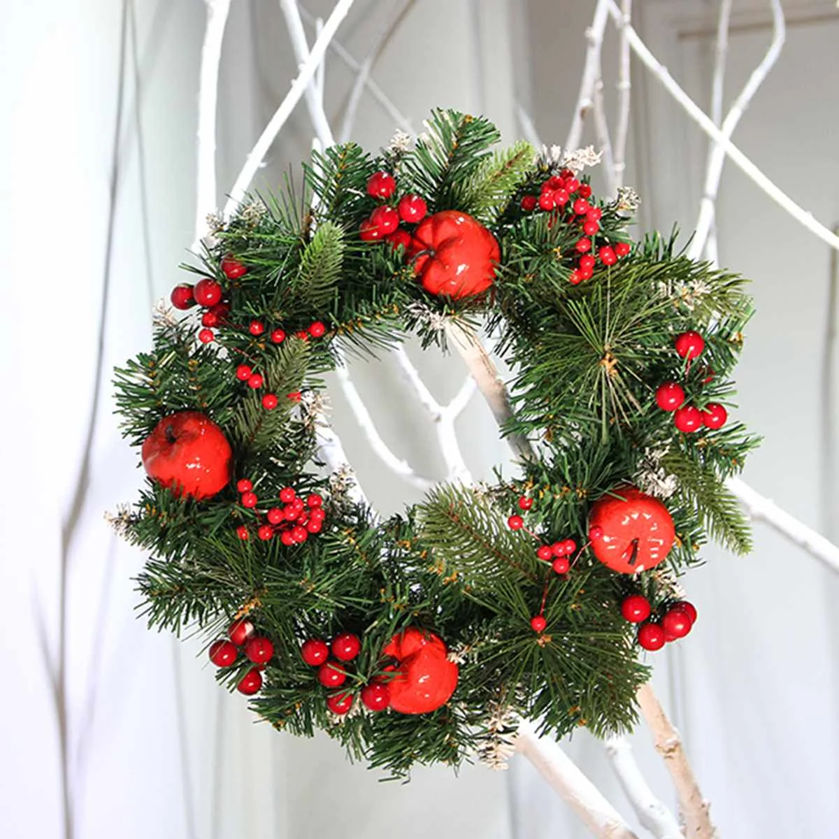 Christmas Wreath Wreath Rattan With Artificial Pine Cones Berries Flowers For Home Decorations Christmas Celebrating Wanddekorat