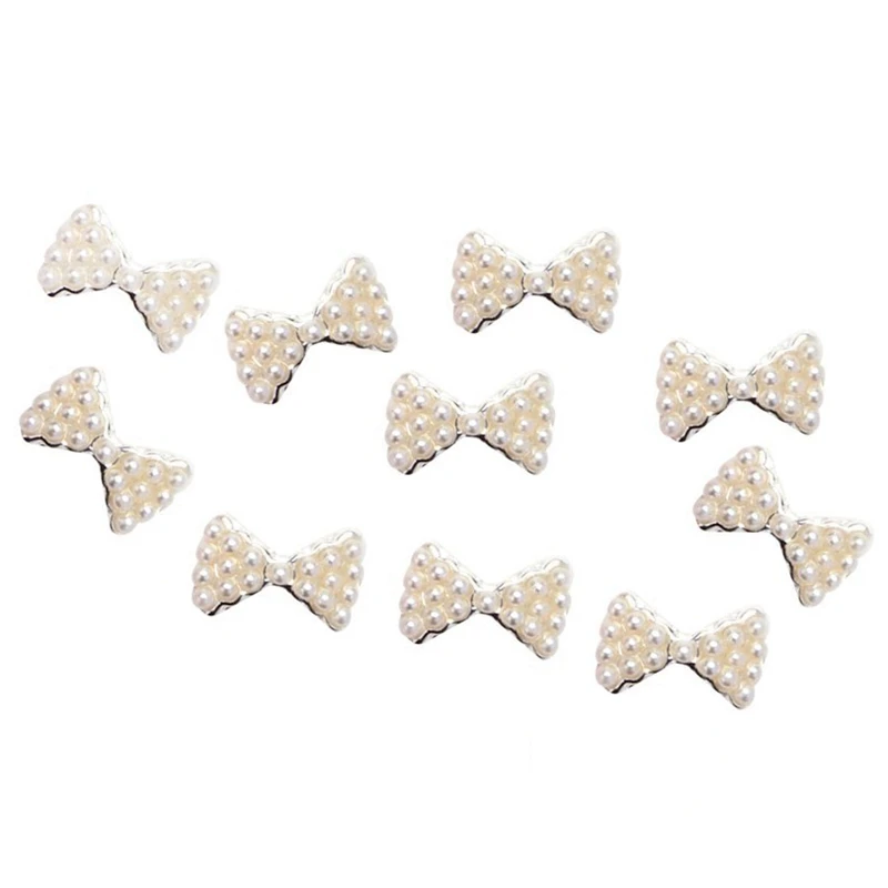 Set of 10 Pearl Bows 3D Nail Art Stones Decorations. | Красота и здоровье