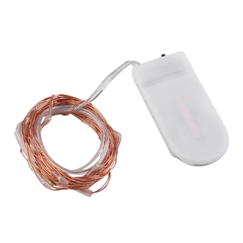 

ICOCO Waterproof Ip65 2M/3M/4M Button Battery Operated LED Copper Wire Fairy String Light with Battery Case for Party Decor