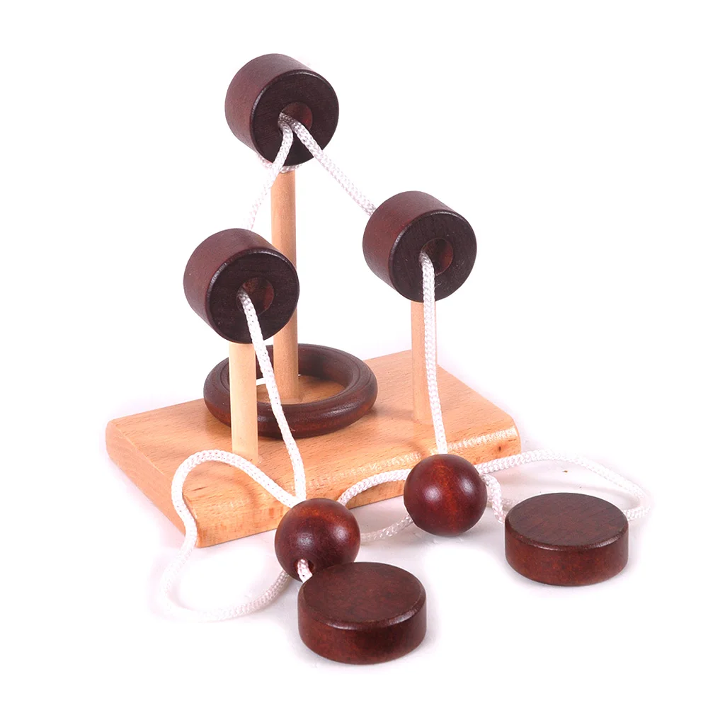 

3D Wooden Rope Loop Puzzle IQ Mind String Brain Teaser Game For Kids Desk Wooden Rope Loop Puzzle Toys