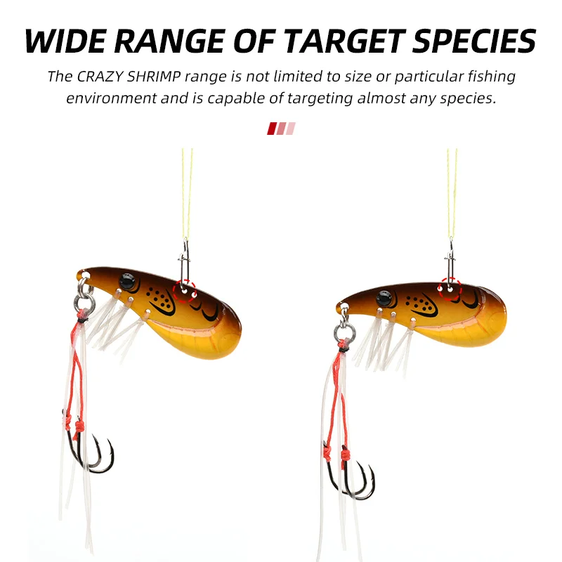 ALLBLUE Crazy Shrimp 7g 14g Metal VIB Sinking Blade Spoon Fishing Lure Bass Artificial Bait With Jig Assist Hook Rubber Skirt 4