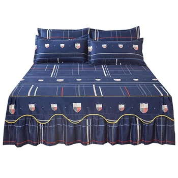 

Pure Cotton Bed Skirt Type Bedspread Three Piece Set Cotton Simmons Dust Protection Cover 1.5m 1.8 Anti Slip Sheet Bedspread