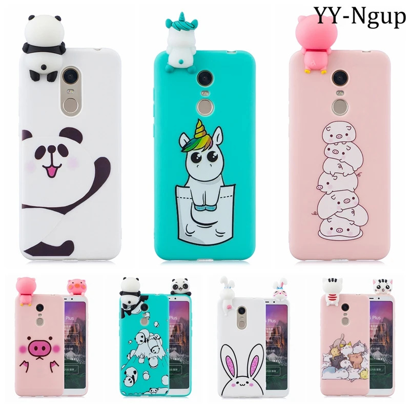Etui on Xiaomi Redmi 5 Plus Case Cover Xiomi 3D Cartoon Panda Pig Unicorn Silicon for Capa | Мобильные телефоны и