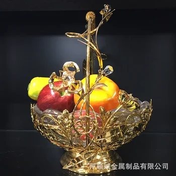 

Wedding Basket European style diamond lace metal glass snack dry fruit snack fruit plate Hotel KTV luxury accessories