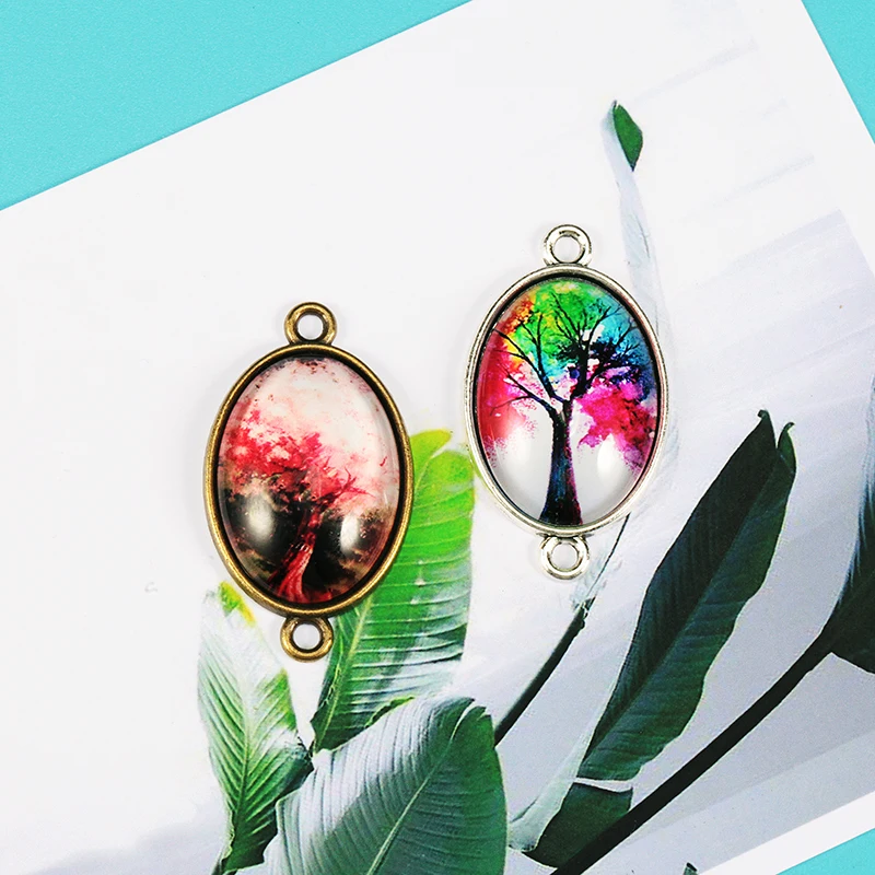 

8pcs 20*36mm Outer Size 25*18mm Inner Size Antique Bronze Antique Silver Zinc Alloy Double Hanging Cabochon Base Setting Pendant