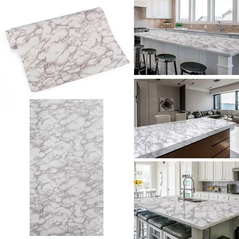 Gloss Marble Grains Vinyl Wrap Sticker For Kitchen Furniture Laptop Mobile Wall 