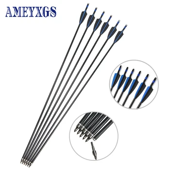 

12pcs Archery Fiberglass Arrow 500 Spine 3 Inch Rubber Feather Recurve Bow Crossbow Hunting Bow Shooting Accessories