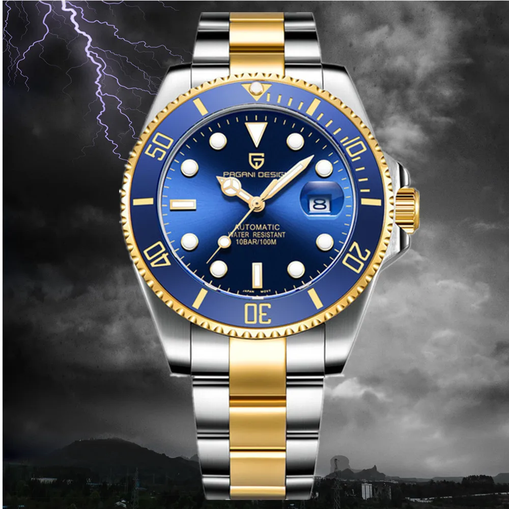 Clássico de Luxo Automáticos à Prova Pagani Design Masculino Relógios Dwaterproof Água Mecânica Relógio Submersível Nh35a
