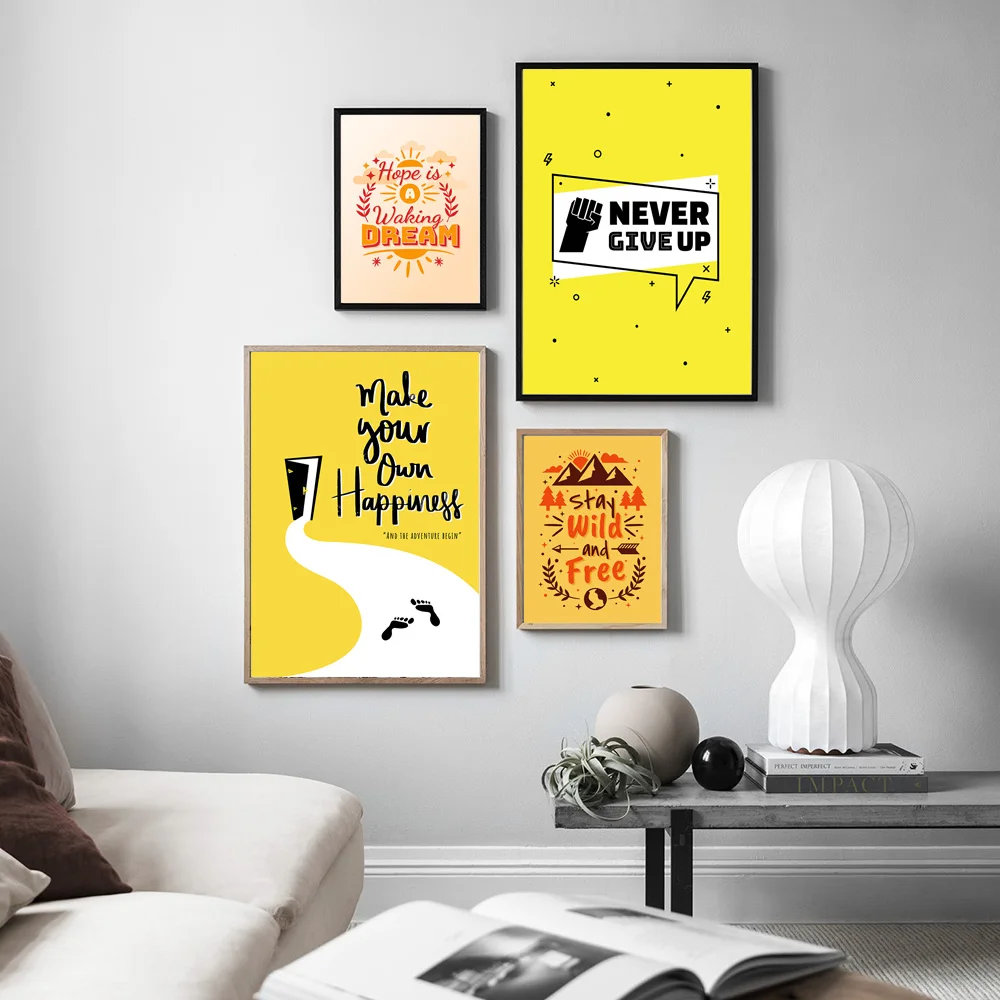 Dream Never Give Up Motivational Quotes Nordic Posters and Prints Wall Art Canvas Printing Pictures for Living Room Decor | Дом и сад