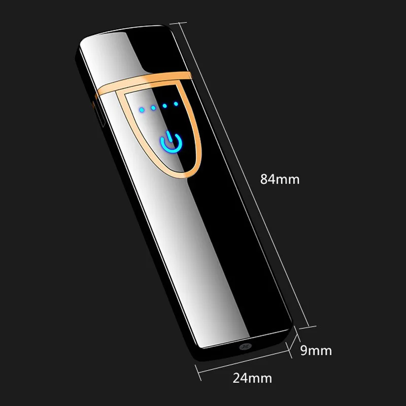 Usb зарядка Зажигалка Сенсорное зондирование ветрозащитный электронный ультра-тонкий Электрический нагревательный провод прикуриватель Защита окружающей среды