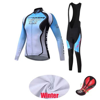 

Women Thermal Fleece cycling clothing winter set 2020 fashion bike jersey Sport bicycle clothes Warm suit female dress uniform